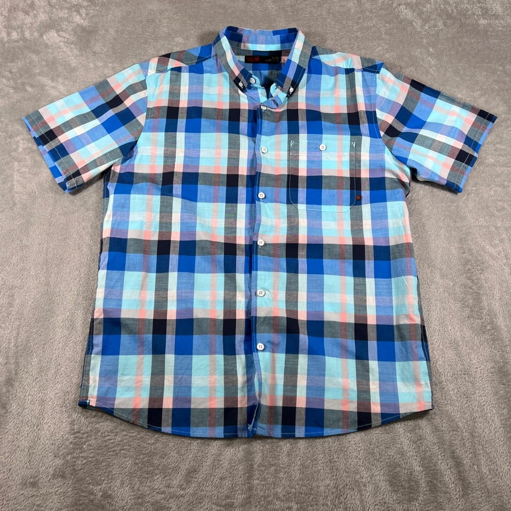 Mountain Hardwear Shirt Mens Large‎ Blue Plaid Button Down Short Sleeve Casual